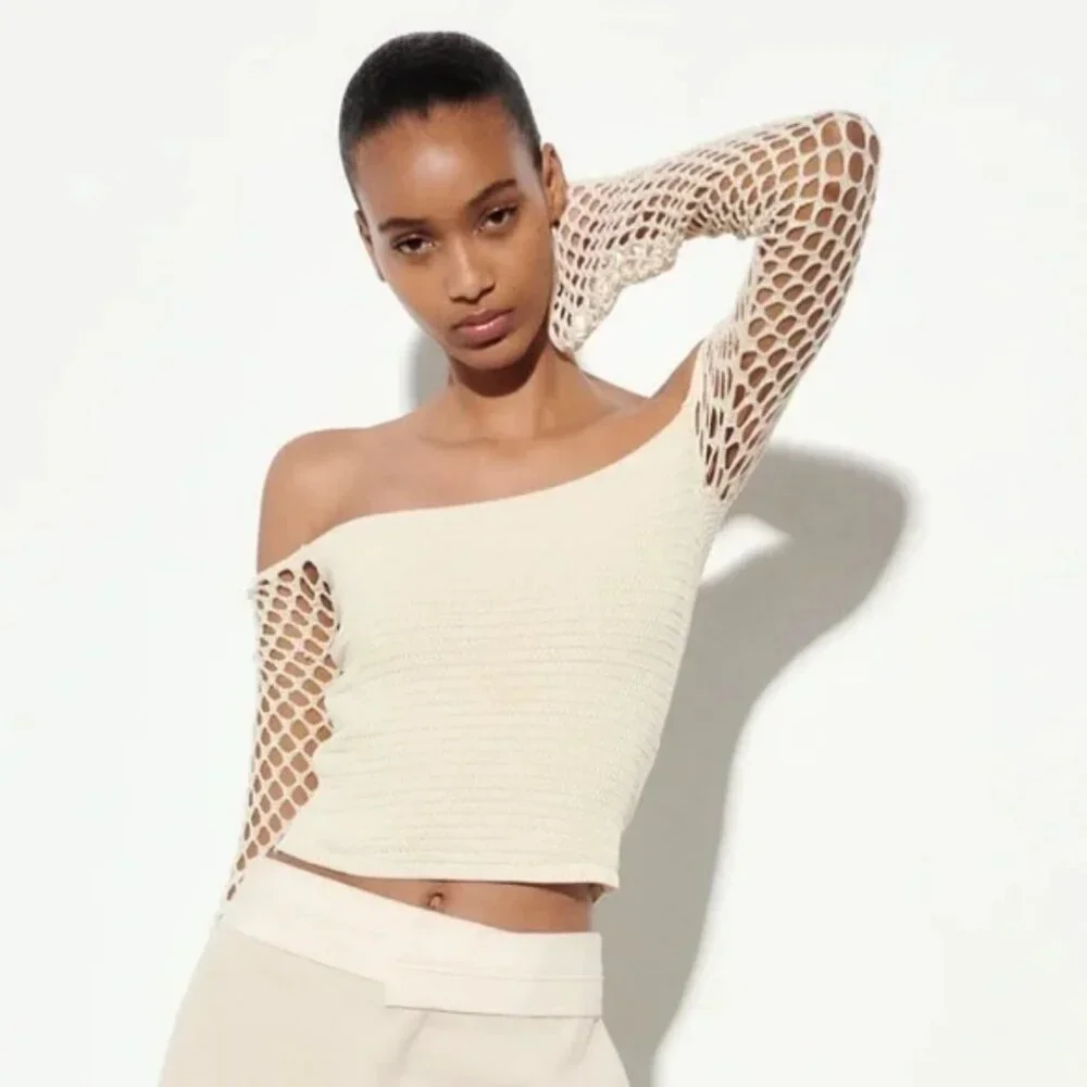 Zara Pointelle Knit Top